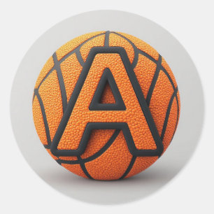 Adesivo 🏀 Basquetebol Uma Letra Laranja Textura Escola Es