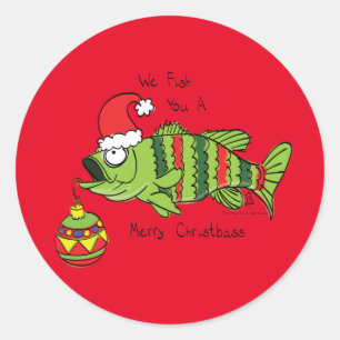 Adesivo Bass de Natal Engraçado Pesca Peixe Cartografia Bo