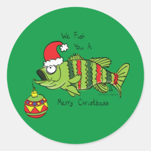 Adesivo Bass de Natal Engraçado Pesca Peixe Cartografia Bo
