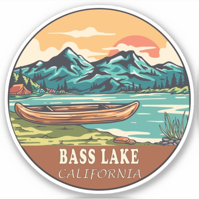 Adesivo Bass Lake California Barco Fish Emblem (Frente)