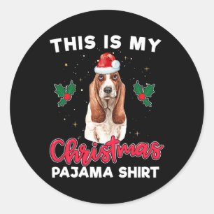 Adesivo basset hound christmas pajama papais noeis present