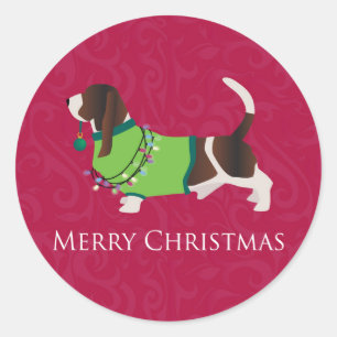 Adesivo Basset Hound Felry Design de Natal