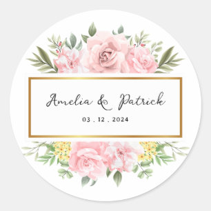 Adesivo Basta Casamento Floral Rosa Rosa Rosa Romântica