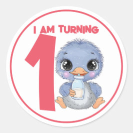Adesivo Bastante Cartoon Bebê Emu Aniversário