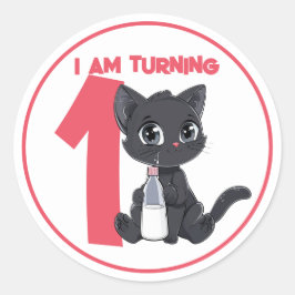 Adesivo Bastante Cartoon Black Cat Aniversário