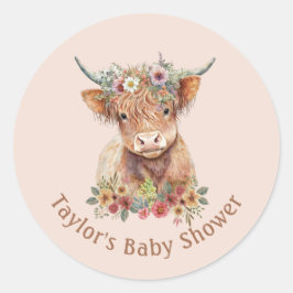 Adesivo Bastante Escocesa Vaca Aquarela Cor Rosa C