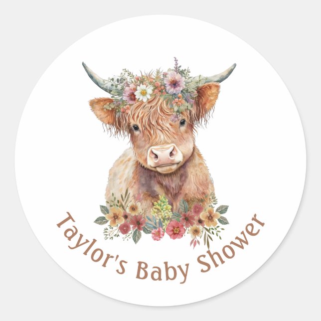 Adesivo Bastante Escocesa Vaca Aquarela Cor Rosa C (Frente)