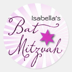Adesivo Bastão cor-de-rosa e roxo Mitzvah do starburst