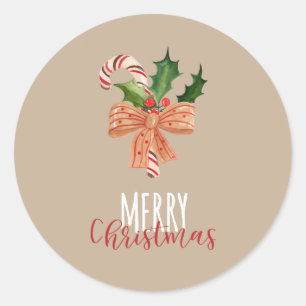 Adesivo Bastão de doces da aguarela do Feliz Natal