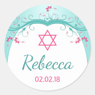 Adesivo Bastão floral Mitzvah do rosa da cerceta de