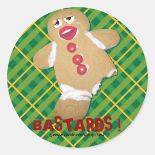 Adesivo 'BASTARDS!' Gingercake man biscoito humorístico