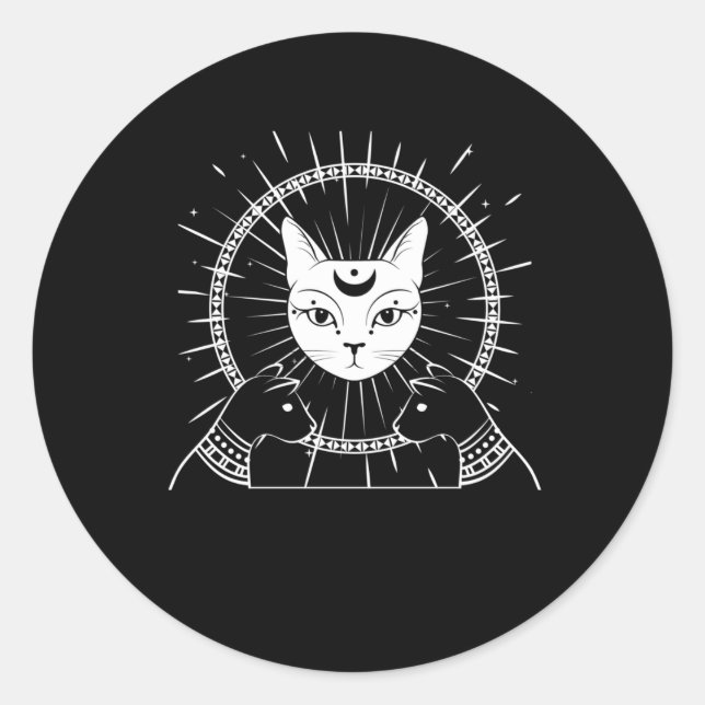 Adesivo Bastet Antigo Egito Crescente Gato Gótico Lua (Frente)
