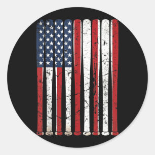 Adesivo Bastões de Beisebol da Bandeira Americana Vintage