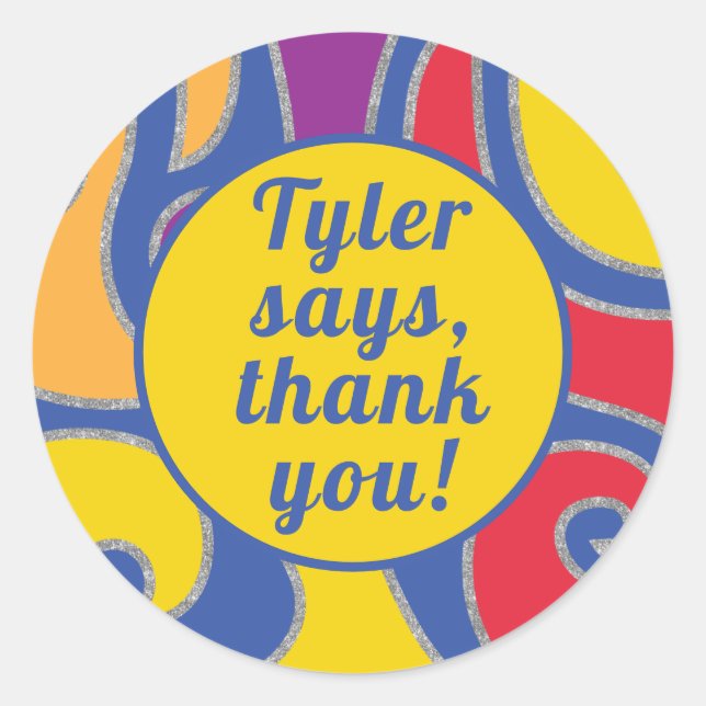 Adesivo Bat Bar Mitzvah Sticker Round Swirls (Frente)