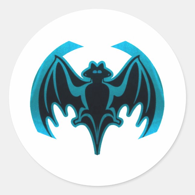 Adesivo Bat Cyan O MUSEUM Zazzle dá presentes (Frente)