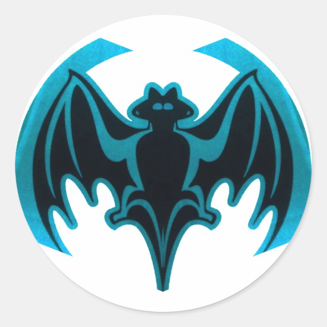 Adesivo Bat Cyan O MUSEUM Zazzle dá presentes (Frente)