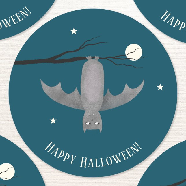 Adesivo Bat Halloween, um vampiro bonito (Fun vampire bat Halloween custom text trick or treat stickers)