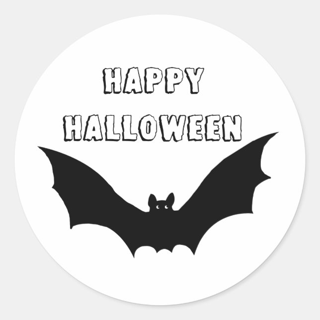 Adesivo Bat Happy Halloween Classic Round Sticker (Frente)