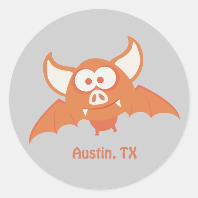 Adesivo Bat Laranja - Austin, TX (Frente)