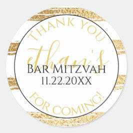 Adesivo Bat Mitzvah Bar Mitzvah Dourada Stripes Elegante