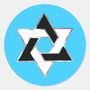 Adesivo Bat Mitzvah Black White Star de David a Qualquer C