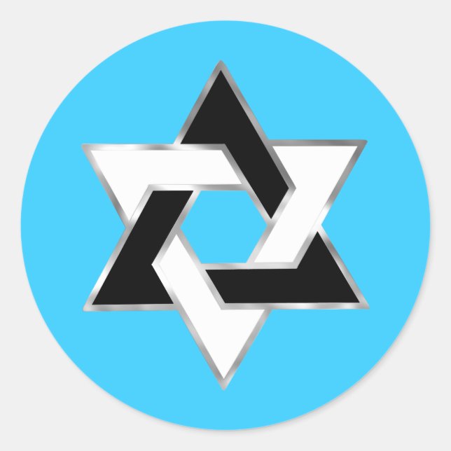 Adesivo Bat Mitzvah Black White Star de David a Qualquer C (Frente)