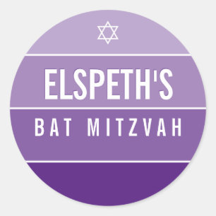 Adesivo BAT MITZVAH bloco moderno negrito violeta violeta 