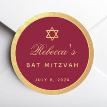 Bat Mitzvah Borgonha Falso Ouro Caligrafia Elegant