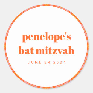 Adesivo Bat Mitzvah, com retrorgrafia laranja esbranquiçad