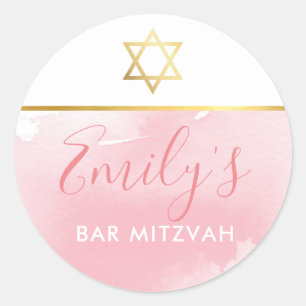 Adesivo BAT MITZVAH - cor-de-água rosa - estrela-chic