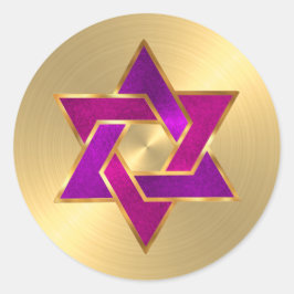 Adesivo Bat Mitzvah, Estrela Púrpura Rosa de David Dourado