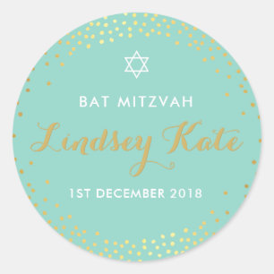 Adesivo BAT MITZVAH: Mini confete de ouro rústico