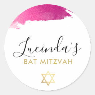 Adesivo BAT MITZVAH preto-rosa-rosa-luxo moderno luxo