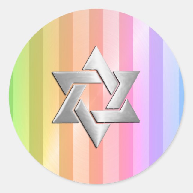 Adesivo Bat Mitzvah Rainbow Stripe Star de David (Frente)