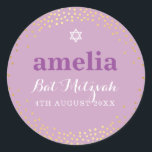 Adesivo BAT MITZVAH, roxo de confete de ouro rústico moder<br><div class="desc">pelo kat massard >> kat@simplysweetPAPERIE.com << *** NOTA - O EFEITO DO FOLHO DE OURO SHINY É UMA IMAGEM IMPRESSA *** - - - - - - - - - - - - - - - - - - - - - - - - - - - - - -...</div>