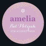 Adesivo BAT MITZVAH, roxo de confete de ouro rústico moder<br><div class="desc">pelo kat massard >> kat@simplysweetPAPERIE.com << *** NOTA - O EFEITO DO FOLHO DE OURO SHINY É UMA IMAGEM IMPRESSA *** - - - - - - - - - - - - - - - - - - - - - - - - - - - - - -...</div>