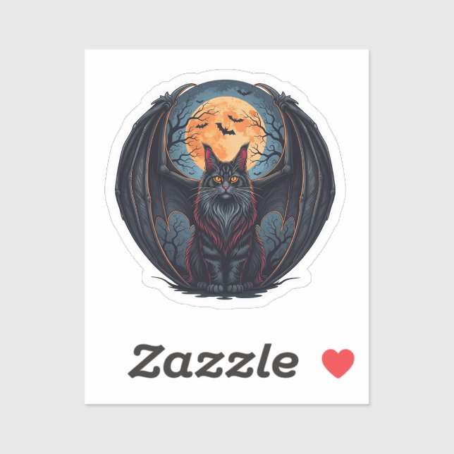 Adesivo Bat Wing Coon - Halloween do Maine Coon (Folha)