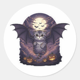 Adesivo Bat Wing Fold - Scottish Fold Bat Cat Halloween