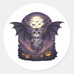 Adesivo Bat Wing Fold - Scottish Fold Bat Cat Halloween