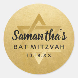 Adesivo Batalha Bar Mitzvah Estrela de Davi Nome Dourado