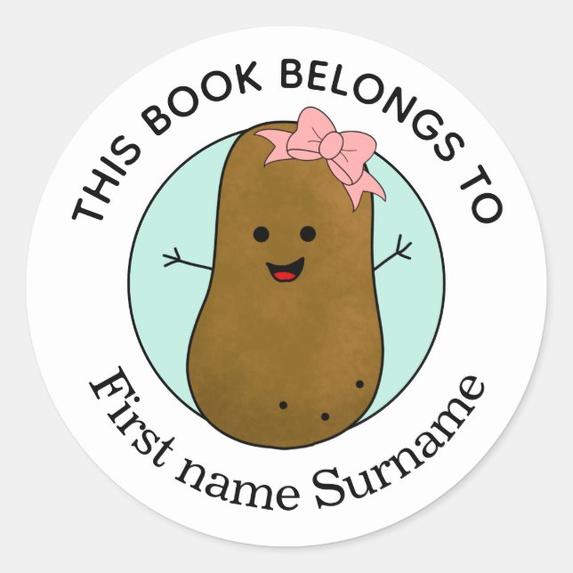 Adesivo Batata Este Livro Pertence Ao Clássico Personaliza (Frente)