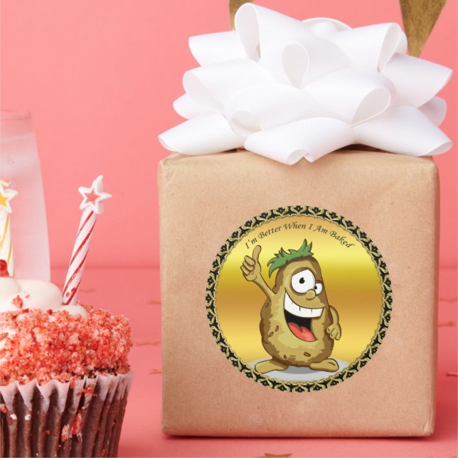 Adesivo Batata personagem de desenho animado com cabelo ve (Festa)