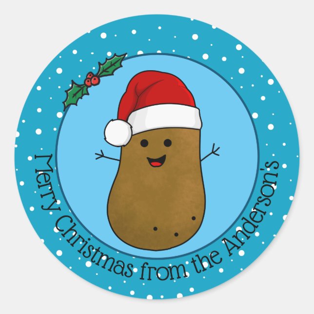 Adesivo Batata Personalizada Feliz Natal (Frente)