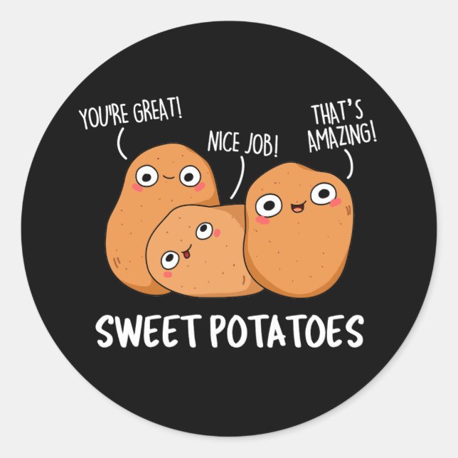 Adesivo Batatas doces Comida engraçada Arma Escuro BG (Frente)