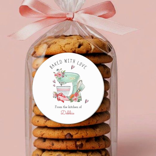 Adesivo Batedeira de bolo aquarela "Assado com Amor" (Criador carregado)