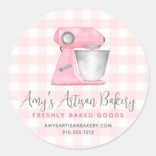 Adesivo Batedeira de Cozinha Rosa Bege Gingham Xadrez Pada