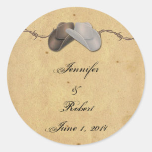 Adesivo Batedor Rustic Country Cowboy Hats Barbed Envelope