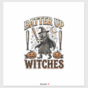 Adesivo Bater Bruxas Design de Basebol de Halloween Vintag