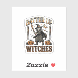 Adesivo Bater Bruxas Design de Basebol de Halloween Vintag
