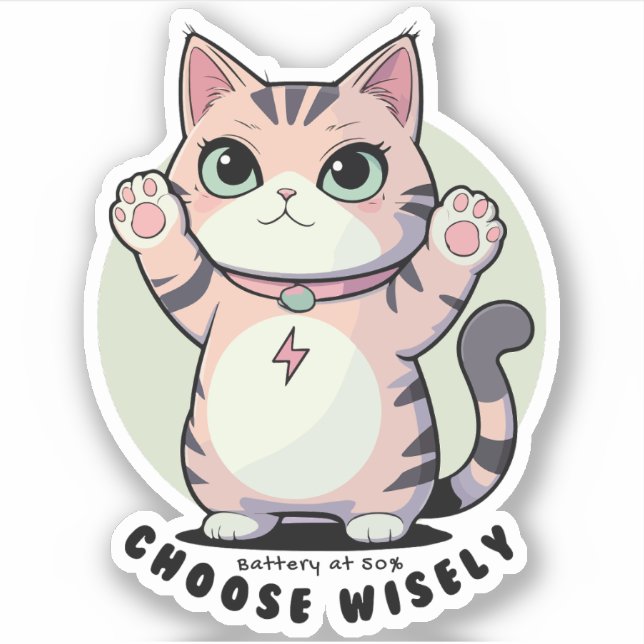 Adesivo Bateria a 50 Escolha Sabiamente – Humor de Introve (Frente)